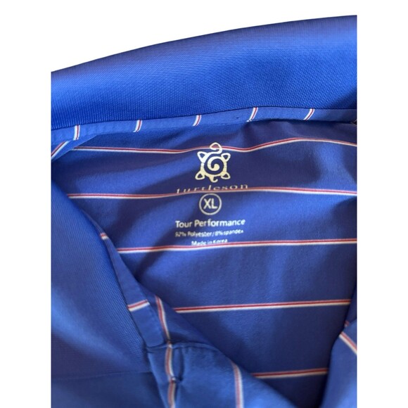 Turtleson Polo Shirt Men's Extra Large Blue Striped Long Sleeve Golf Performance - Picture 7 of 9